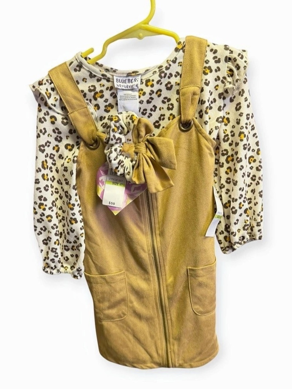 Blueberi Boulevard Girls Animal Print Overall Dress Size 5T NWT